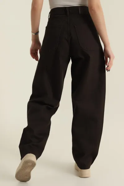 Kahverengi Baggy Cepli Kadın Kot Pantolon 424036