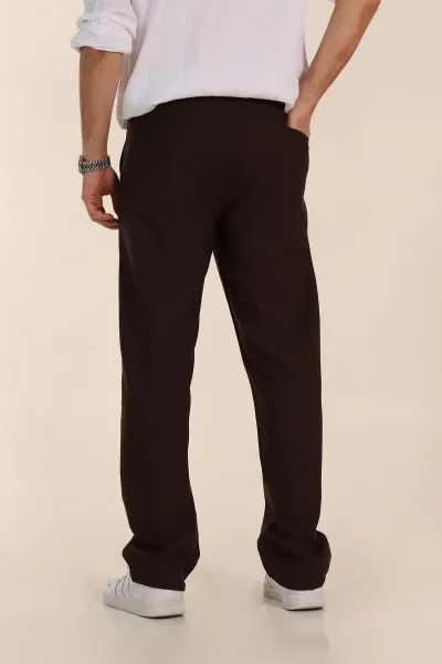 Kahverengi Baggy Double Kumaş Bel Lastikli Erkek Pantolon 351860