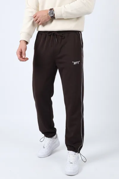 Kahverengi Baggy Kompakt Kumaş Ayarlanabilir Paçalı Erkek Eşofman Altı 494262