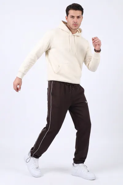 Kahverengi Baggy Kompakt Kumaş Ayarlanabilir Paçalı Erkek Eşofman Altı 494262