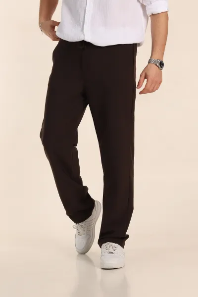 Kahverengi Baggy Likralı Duble Kumaş Erkek Pantolon 345000