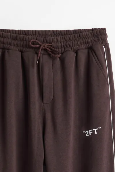 Kahverengi Baggy Üç İp Şardonsuz Yan Kıl Biyeli Erkek Eşofman Altı 494524