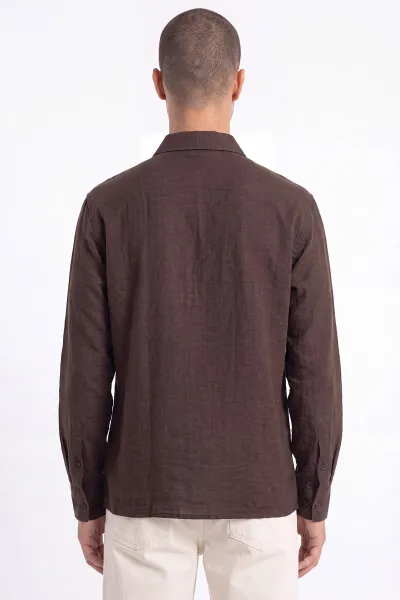 Kahverengi Bambu Oversize Erkek Gömlek 471884