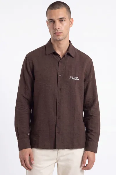 Kahverengi Bambu Oversize Erkek Gömlek 471884