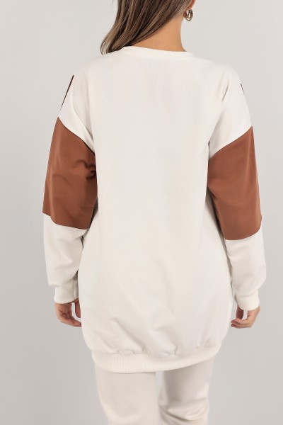 Kahverengi Baskılı İki İp Sweat Tunik 140108