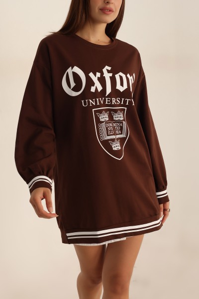 Kahverengi Baskılı İki İp Sweat Tunik 198364