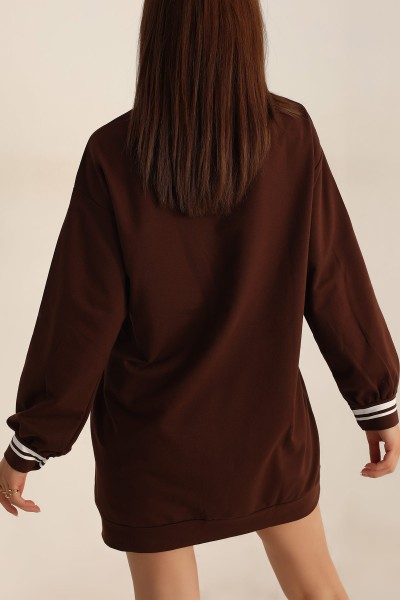 Kahverengi Baskılı İki İp Sweat Tunik 198364
