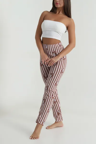 Kahverengi Baskılı Kadın Pijama Altı 487736
