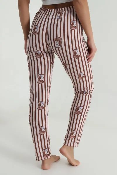 Kahverengi Baskılı Kadın Pijama Altı 487736