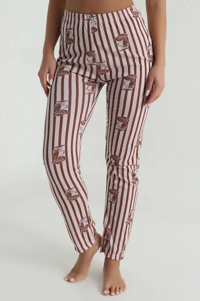 Kahverengi Baskılı Kadın Pijama Altı 487736