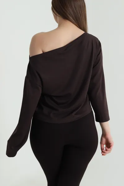 Kahverengi Baskılı Oysho Kadın Bluz 494539