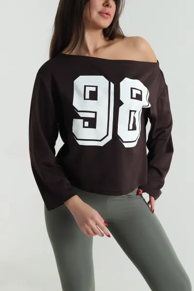 Kahverengi Baskılı Oysho Kadın Bluz 494543