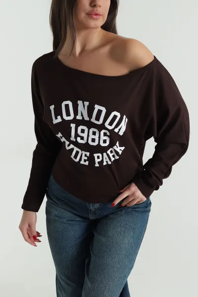 Kahverengi Baskılı Oysho Kadın Bluz 495052