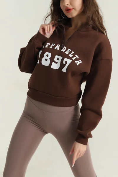 kahverengi-baskili-sardonlu-uc-ip-kadin-fermuarli-sweat-410454