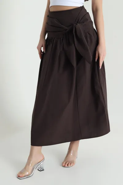 kahverengi-bel-baglamali-poplin-kadin-etek-456300
