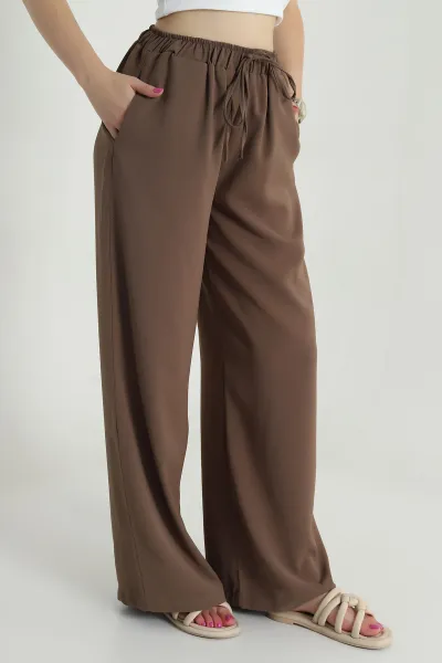 Kahverengi Bel Lastikli Linda Kadın Pantolon  484334