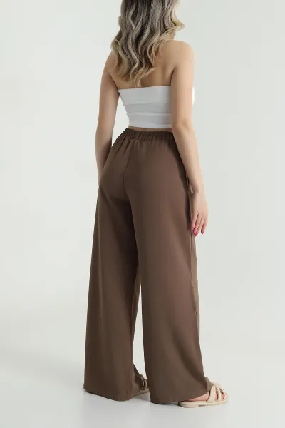 Kahverengi Bel Lastikli Linda Kadın Pantolon  484334