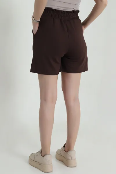 Kahverengi Bel Lastikli Modal Kadın Şort 458807