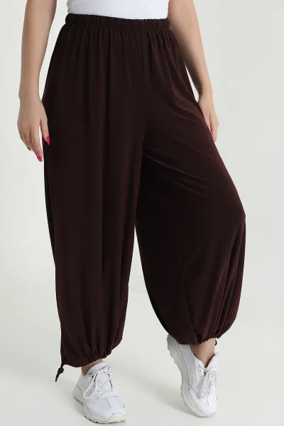 Kahverengi Bel ve Paça Lastikli Sandy Kadın Şalvar Pantolon 477604