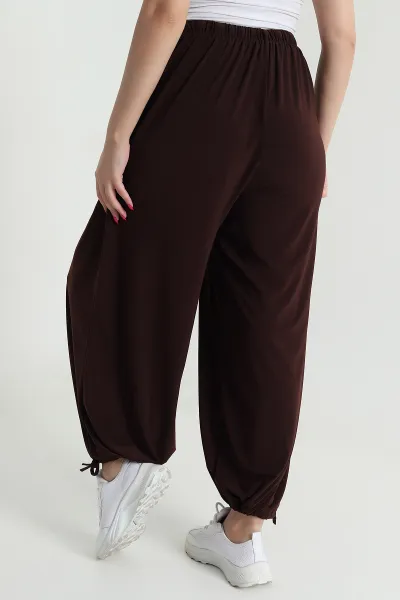 Kahverengi Bel ve Paça Lastikli Sandy Kadın Şalvar Pantolon 477604