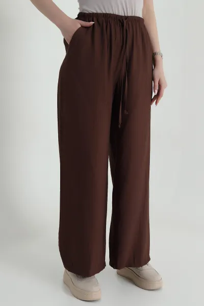 Kahverengi Beli Lastikli Çilek Kadın Pantolon 459113