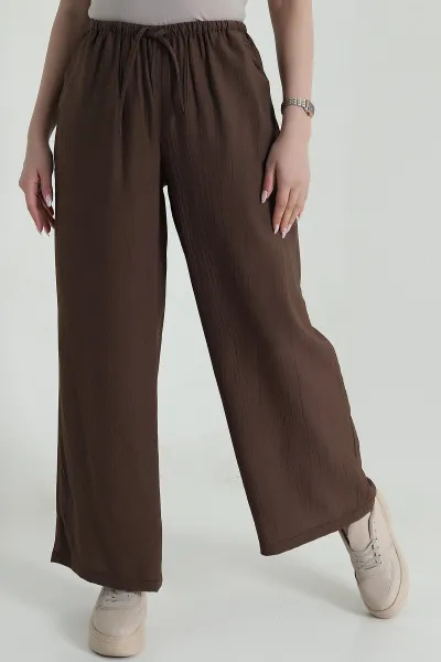 Kahverengi Beli Lastikli Çilek Kadın Pantolon 459129