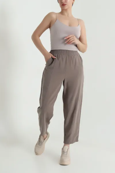 Beli Lastikli Diagonel Modal Kadın Pantolon 467498