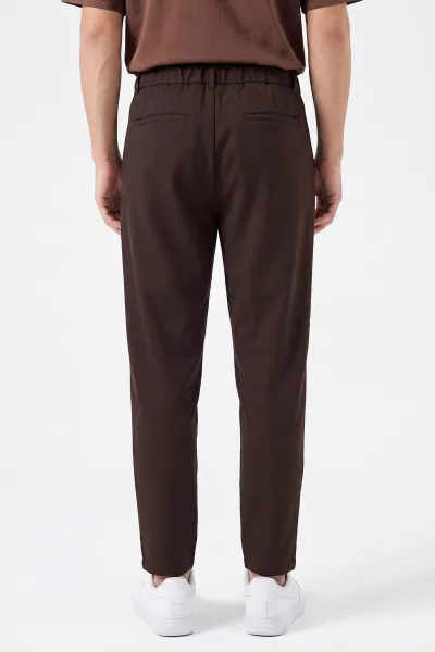 Kahverengi Beli Lastikli Double Kumaş Erkek Pantolon 472196