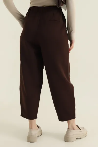 Kahverengi Beli Lastikli Kadın Havuç Pantolon 425786