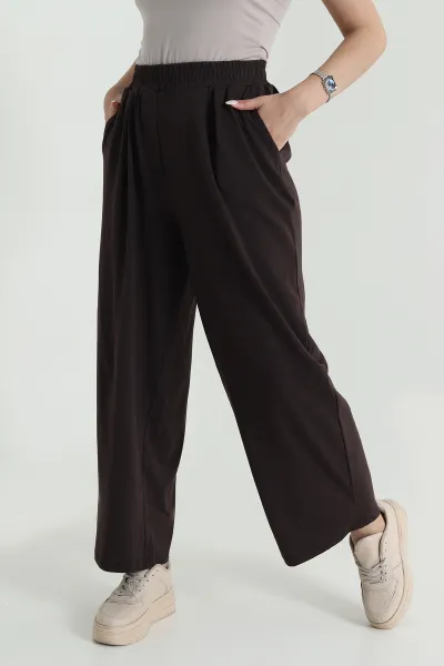 Kahverengi Beli Lastikli Kadın Şalvar Eşofman Altı 464710