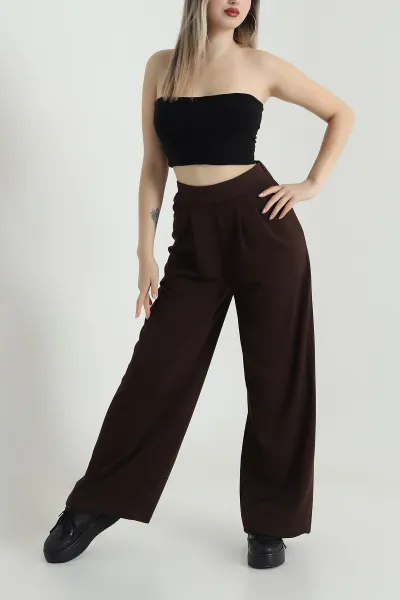 Kahverengi Beli Lastikli Modal Kadın Pantolon 490150