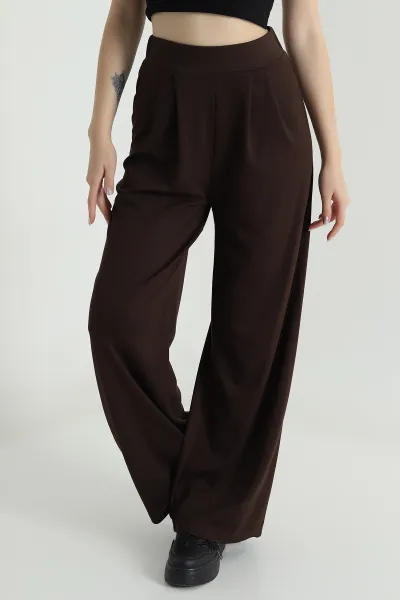 Kahverengi Beli Lastikli Modal Kadın Pantolon 490150
