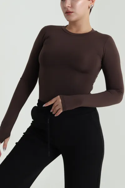 Kahverengi Belize Kadın Zıbın Bluz 484358