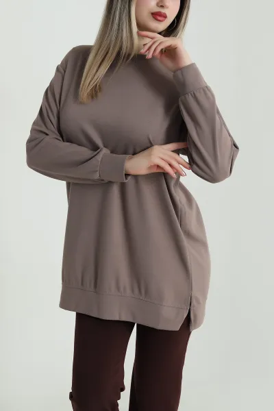 Kahverengi Bisiklet Yaka Pike Oysho Kadın Tunik 487505