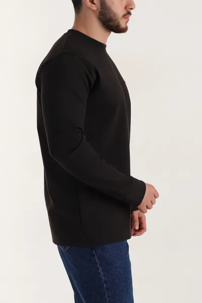 Kahverengi Bisiklet Yaka Uzun Kollu Erkek Sweatshirt 396901