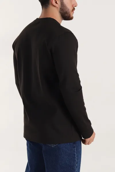 Kahverengi Bisiklet Yaka Uzun Kollu Erkek Sweatshirt 396901