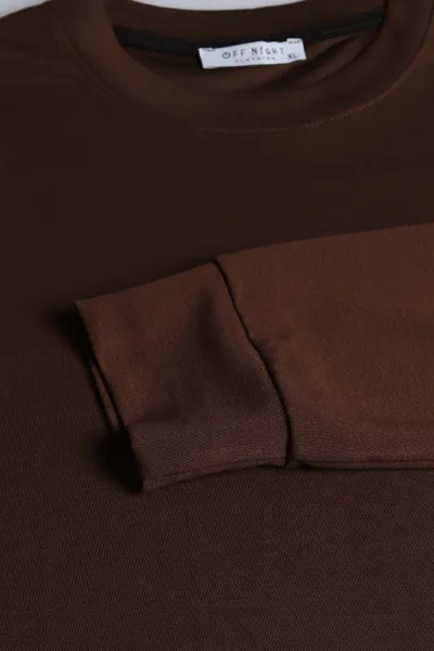 Kahverengi Bisiklet Yaka Uzun Kollu Erkek Sweatshirt 396969