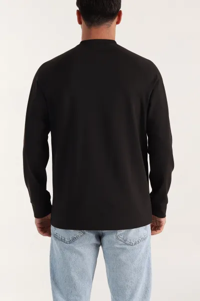 Kahverengi Bisiklet Yaka Uzun Kollu Erkek Sweatshirt 396981