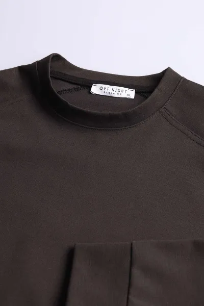 Kahverengi Bisiklet Yaka Uzun Kollu Erkek Sweatshirt 396981
