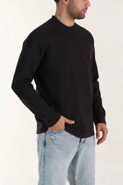 Kahverengi Bisiklet Yaka Uzun Kollu Erkek Sweatshirt 396981