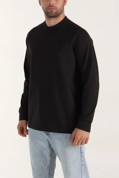 Kahverengi Bisiklet Yaka Uzun Kollu Erkek Sweatshirt 396981