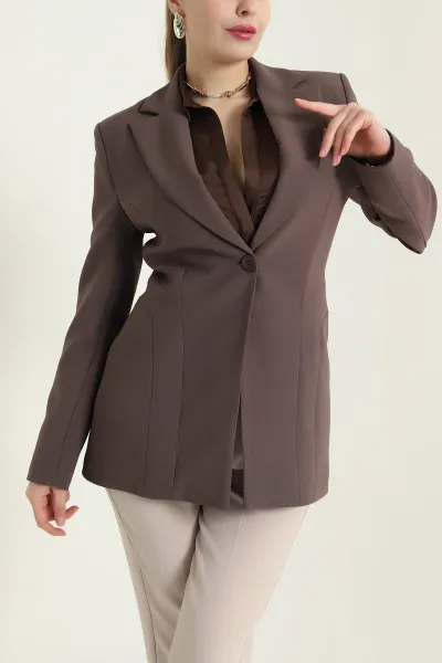 Kahverengi Blazer Atlas Kadın Ceket 429783