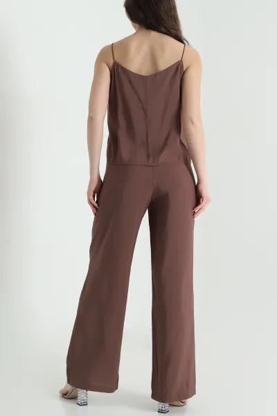 Kahverengi Bluz Pantolon Modal Kadın İkili Takım 454827