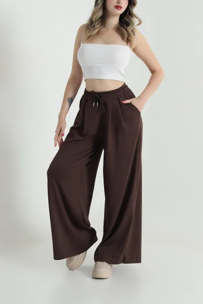 Kahverengi Bol Paça Oysho Kadın Pantolon 493263
