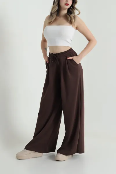 Kahverengi Bol Paça Oysho Kadın Pantolon 493263