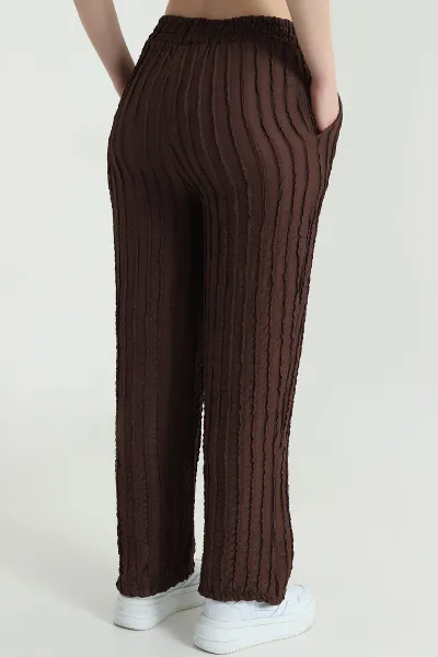 Kahverengi Bol Paça Toscana Kadın Pantolon 469936