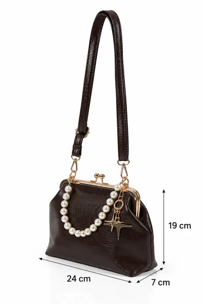 Kahverengi Burslu Charm Detaylı Kadın El Kol ve Omuz Çantası 499253