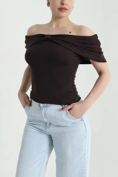 Kahverengi Buzzy Fiyonk Tasarım Bluz 466479