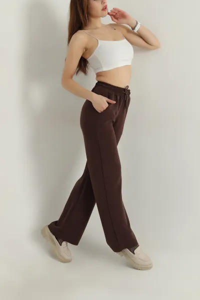 Kahverengi Cepli Bel Lastikli Modal Kadın Pantolon 412533