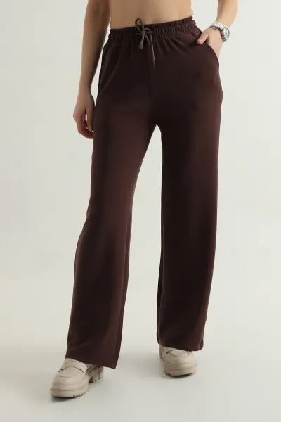 Kahverengi Cepli Bel Lastikli Modal Kadın Pantolon 412533